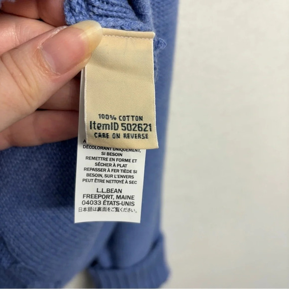 LL Bean Turtleneck Sweater Cable Knit Periwinkle Blue XS Cotton - Picture 5 of 7